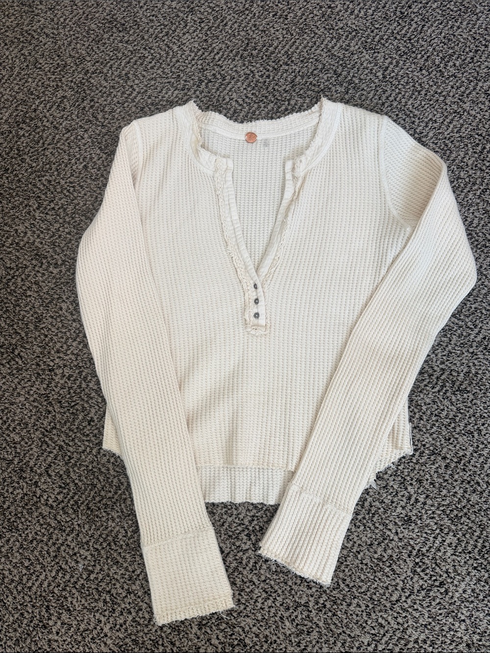 Free people cropped  Waffle-Knit Henley